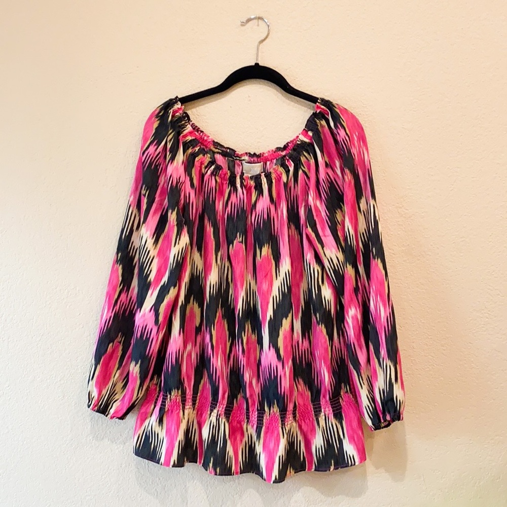 Michael Kors Long Sleeve Print Blouse Petite Large